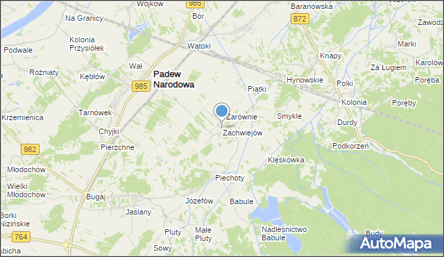 mapa Zachwiejów, Zachwiejów na mapie Targeo